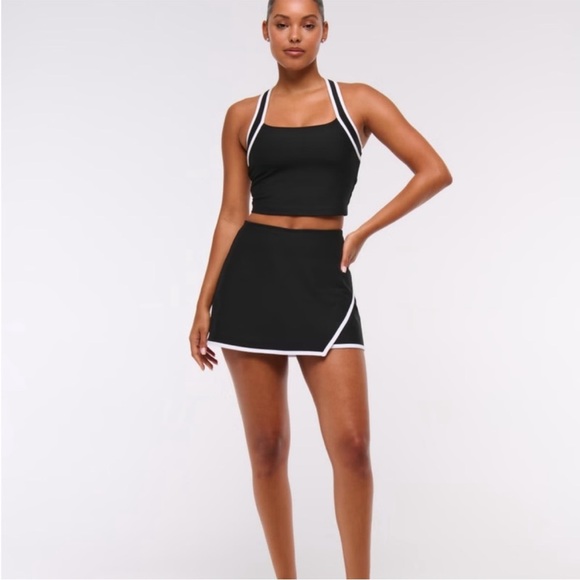 Abercrombie & Fitch YPB SculptLux Lined Wrap Mini Skirt Skort Black (Onyx) Sz XL - Picture 5 of 10